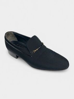 Bally Suisse Club Black Loafers Fabric Tuxedo Shoes